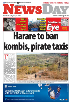 Cover of Newsday (Zimbabwe)
