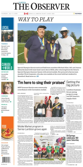 Cover of The Observer (Sarnia)