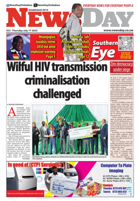 Cover of Newsday (Zimbabwe)