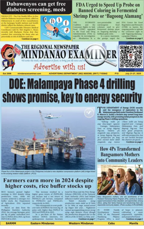 Cover of The Mindanao Examiner Regional Newspaper