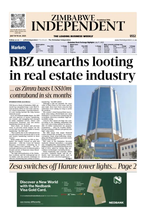 Cover of The Zimbabwe Independent