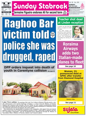 Cover of Stabroek News Sunday