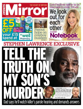 Cover of Sunday Mirror