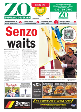 Cover of Zululand Observer - Monday