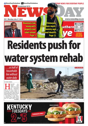 Cover of Newsday (Zimbabwe)