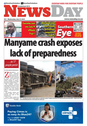 Cover of Newsday (Zimbabwe)