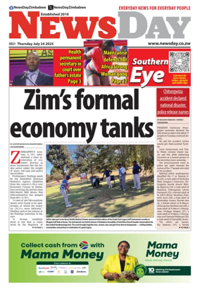 Cover of Newsday (Zimbabwe)
