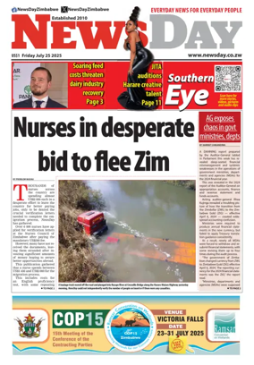 Cover of Newsday (Zimbabwe)
