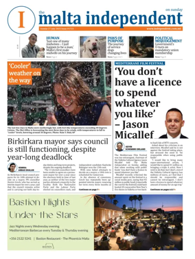 Cover of The Malta Independent on Sunday