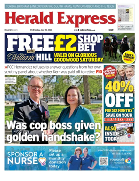 Cover of Herald Express (Torbay, Brixham & South Hams Edition)