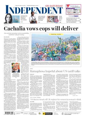 Cover of The Independent on Saturday