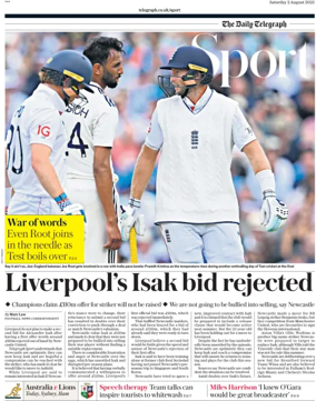 Cover of The Daily Telegraph - Sport Saturday