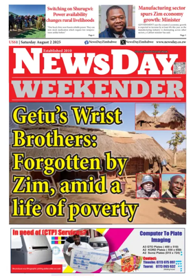 Cover of Newsday (Zimbabwe)