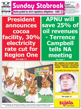 Cover of Stabroek News Sunday