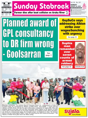 Cover of Stabroek News Sunday
