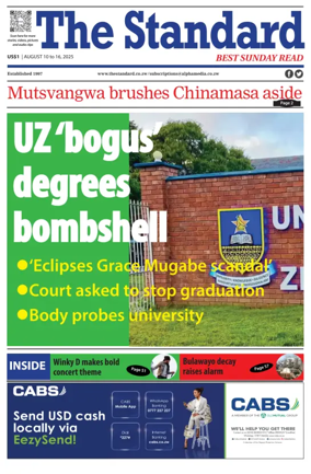 Cover of The Standard (Zimbabwe)