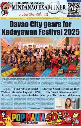Cover of The Mindanao Examiner Regional Newspaper