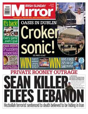 Cover of Irish Sunday Mirror