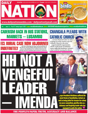 Cover of Daily Nation Newspaper