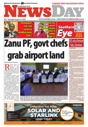 Cover of Newsday (Zimbabwe)
