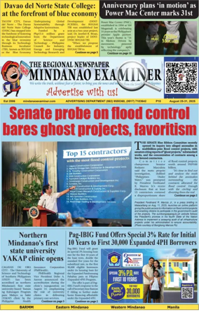Cover of The Mindanao Examiner Regional Newspaper