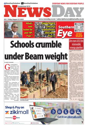 Cover of Newsday (Zimbabwe)