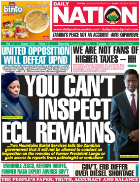 Cover of Daily Nation Newspaper