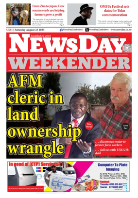 Cover of Newsday (Zimbabwe)