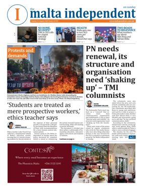 Cover of The Malta Independent on Sunday