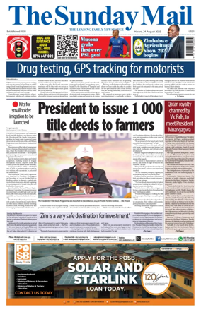 Cover of The Sunday Mail (Zimbabwe)