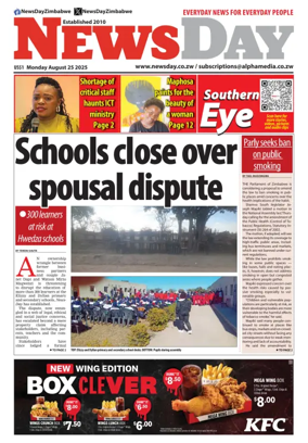 Cover of Newsday (Zimbabwe)