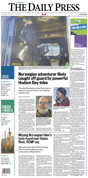 Cover of The Daily Press (Timmins)