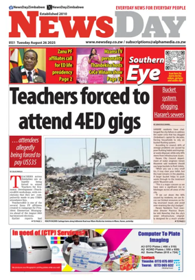 Cover of Newsday (Zimbabwe)