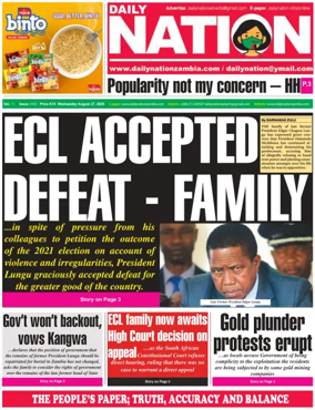 Cover of Daily Nation Newspaper