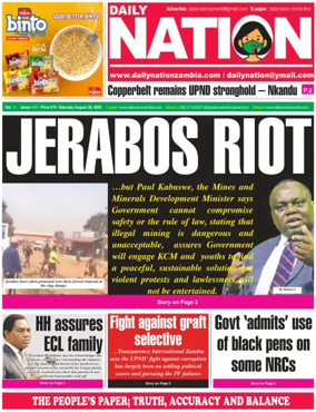 Cover of Daily Nation Newspaper