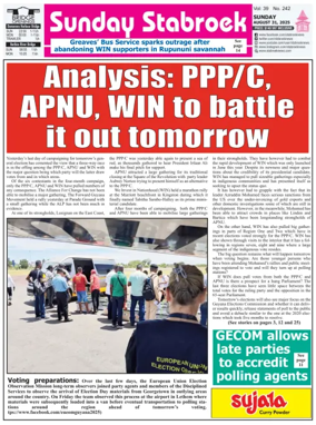 Cover of Stabroek News Sunday