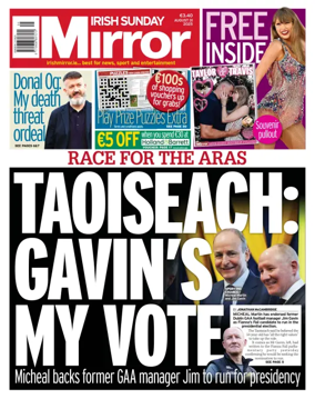 Cover of Irish Sunday Mirror