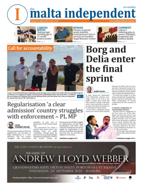 Cover of The Malta Independent on Sunday