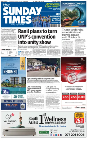 Cover of Sunday Times (Sri Lanka)