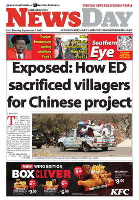 Cover of Newsday (Zimbabwe)
