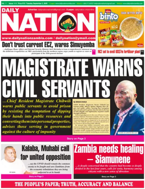 Cover of Daily Nation Newspaper