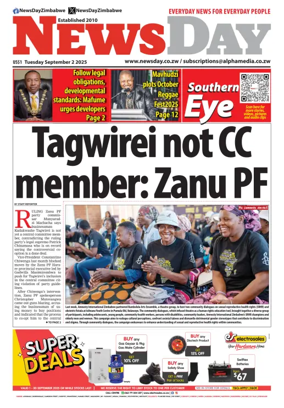 Cover of Newsday (Zimbabwe)