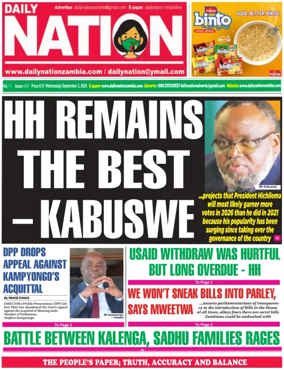 Cover of Daily Nation Newspaper