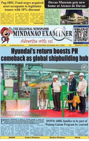 Cover of The Mindanao Examiner Regional Newspaper