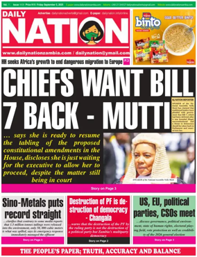 Cover of Daily Nation Newspaper