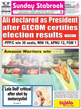 Cover of Stabroek News Sunday