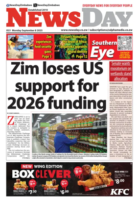 Cover of Newsday (Zimbabwe)