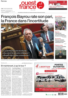 Cover of Ouest France (Rennes)