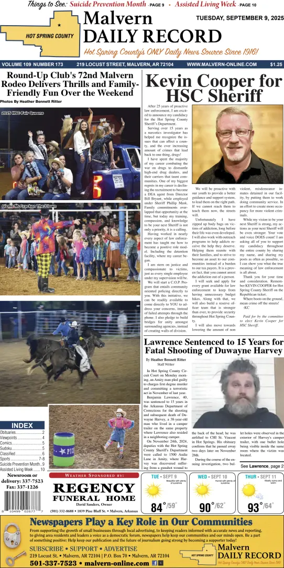 Cover of Malvern Daily Record