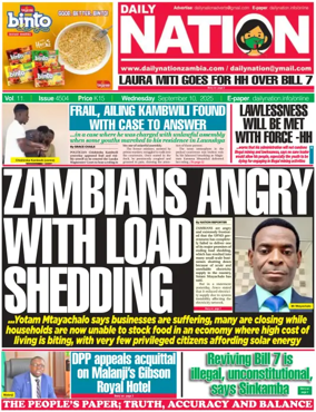 Cover of Daily Nation Newspaper